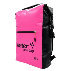 Outdoor Folding Double Shoulder Bag Dry Sack PVC Waterproof  Backpack, Capacity: 25L (Pink)