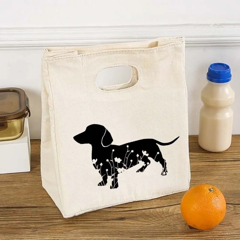 Portable Dog Print Thermal Insulated Food Storage Lunch Bags