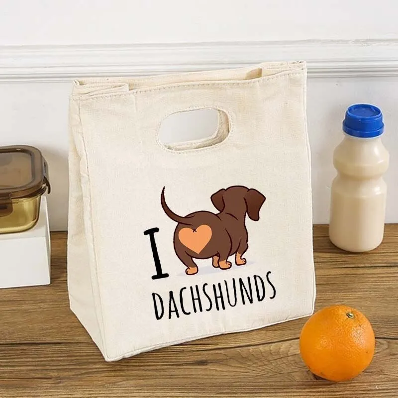 Portable Dog Print Thermal Insulated Food Storage Lunch Bags