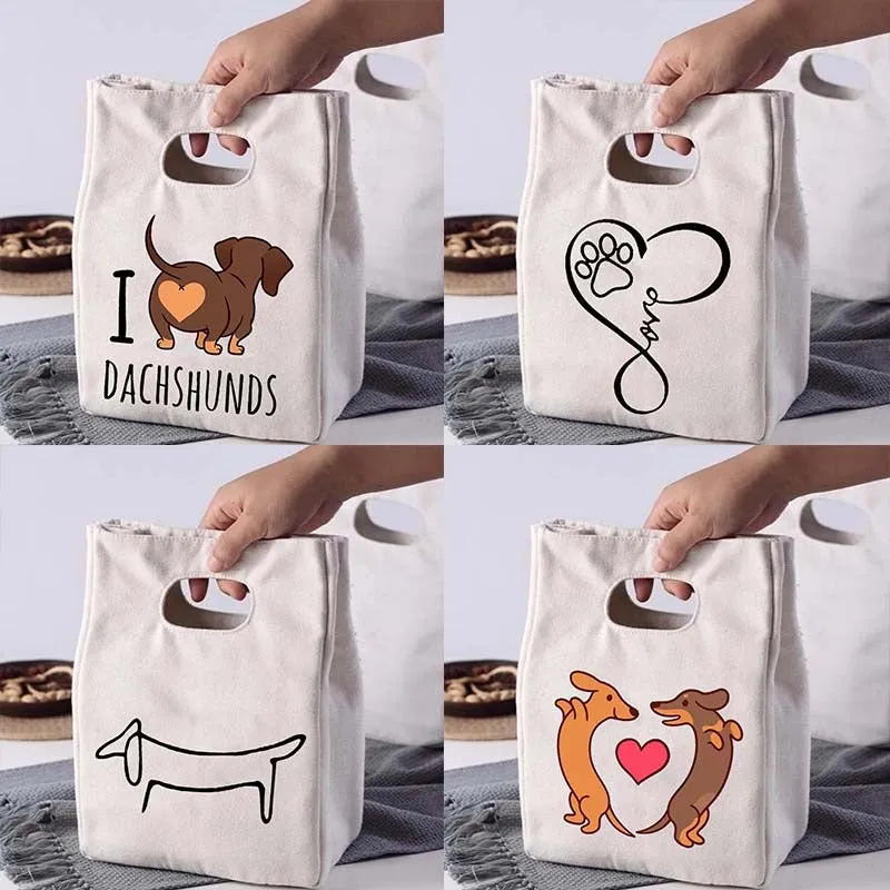 Portable Dog Print Thermal Insulated Food Storage Lunch Bags