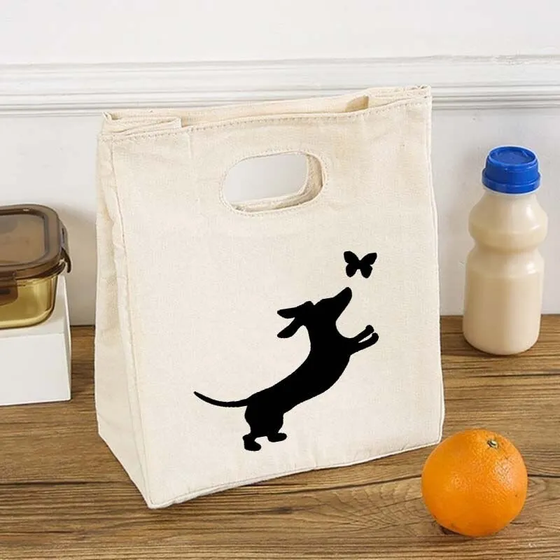 Portable Dog Print Thermal Insulated Food Storage Lunch Bags