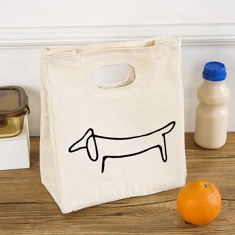 Portable Dog Print Thermal Insulated Food Storage Lunch Bags