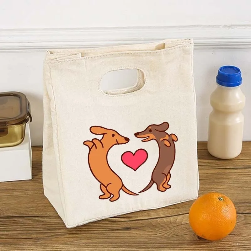 Portable Dog Print Thermal Insulated Food Storage Lunch Bags