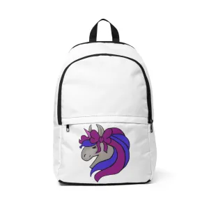 Purple Blue Unicorn Unisex Fabric Backpack