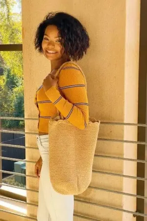 Scalloped bucket tote bag