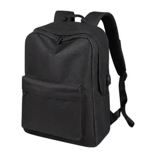 SJ15 Casual Waterproof Backpack with USB Charging Function(Mysterious Black)