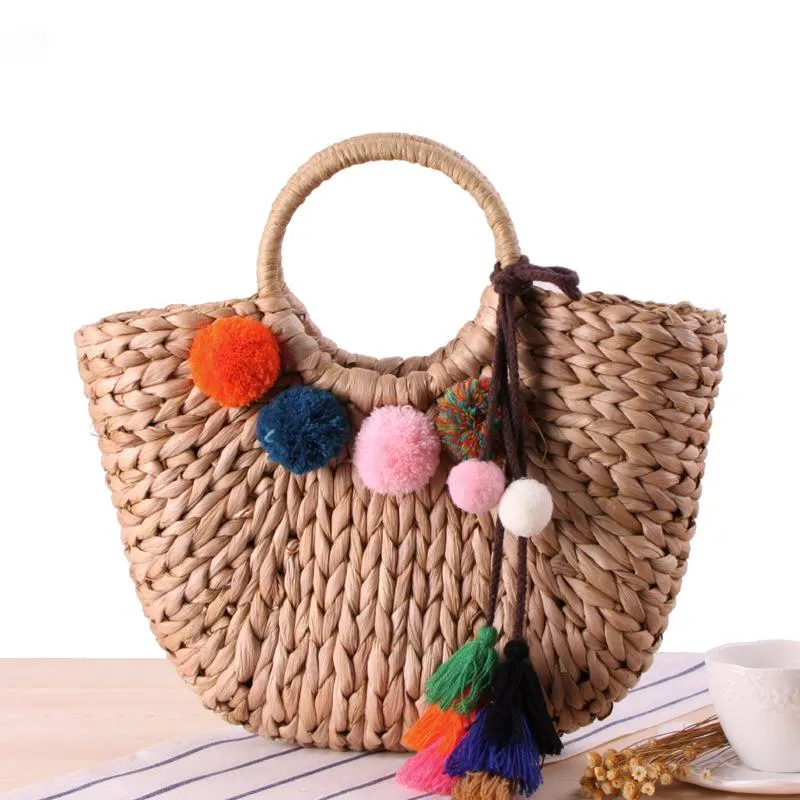 Tassel Rattan Beach Straw Handmade Tote Bag