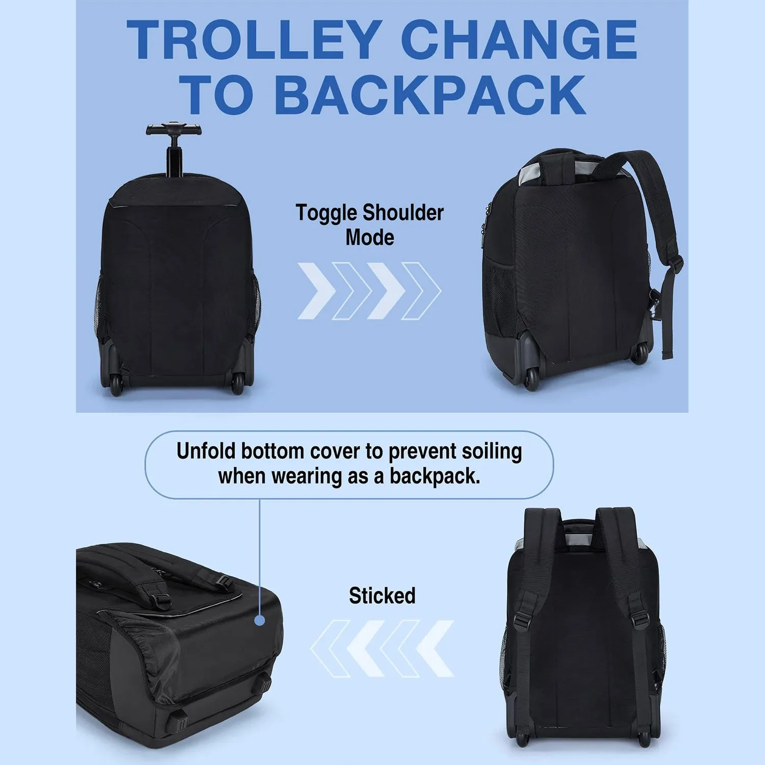 Terran Carry-on 45L Rolling Travel Backpack