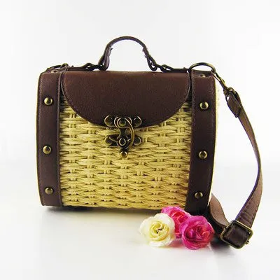 Treasure Chest Bohemian Handmade Straw Tote Bag