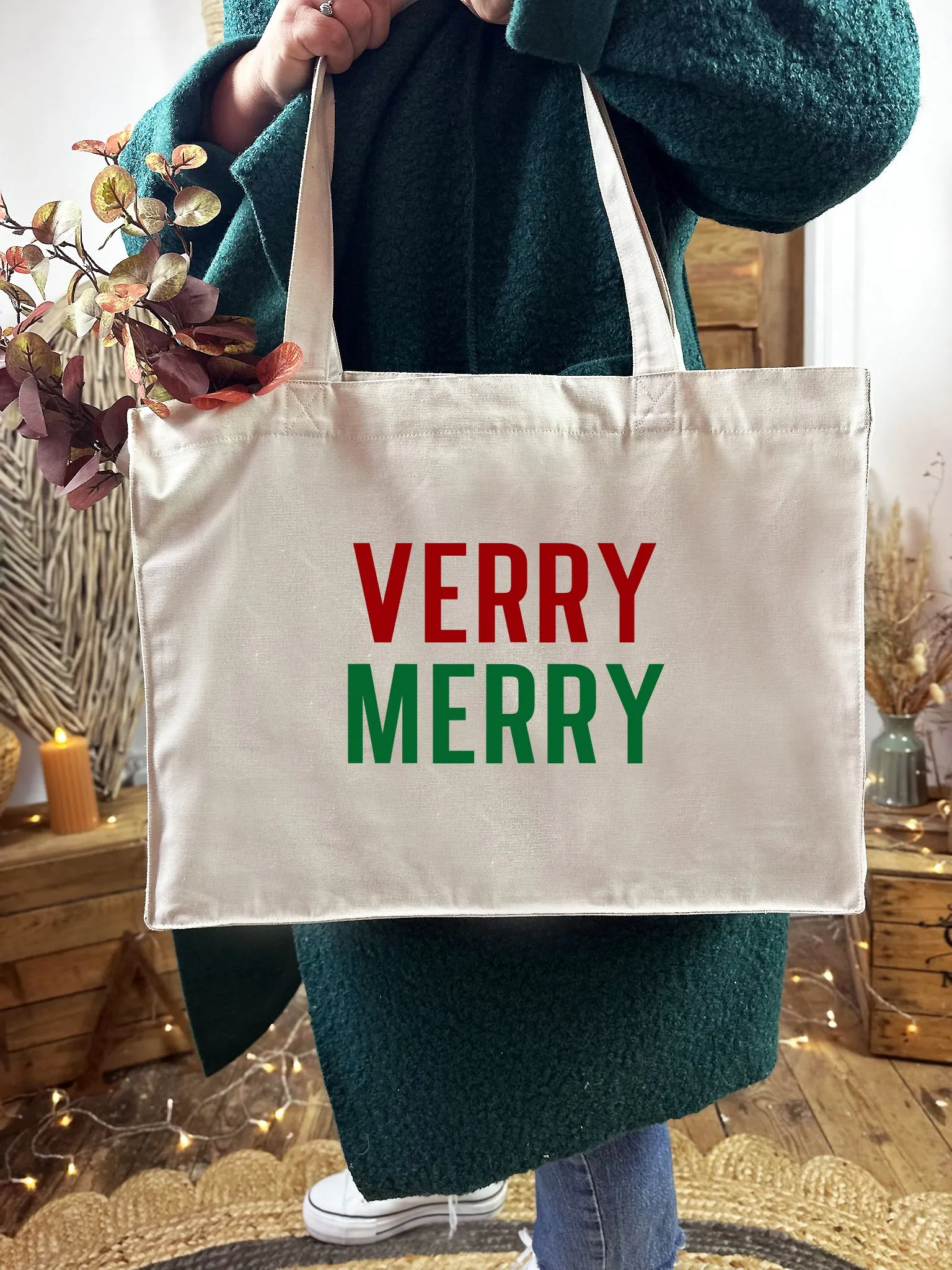 'Very Merry' Christmas Luxe Shopping Tote Bag