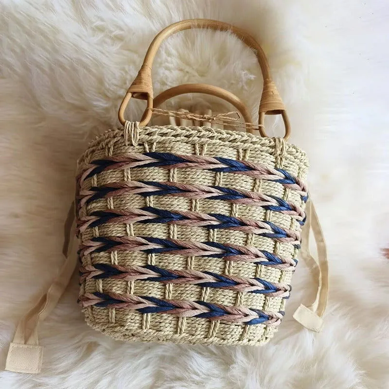 Woven Paper String Bamboo Rattan Handbags