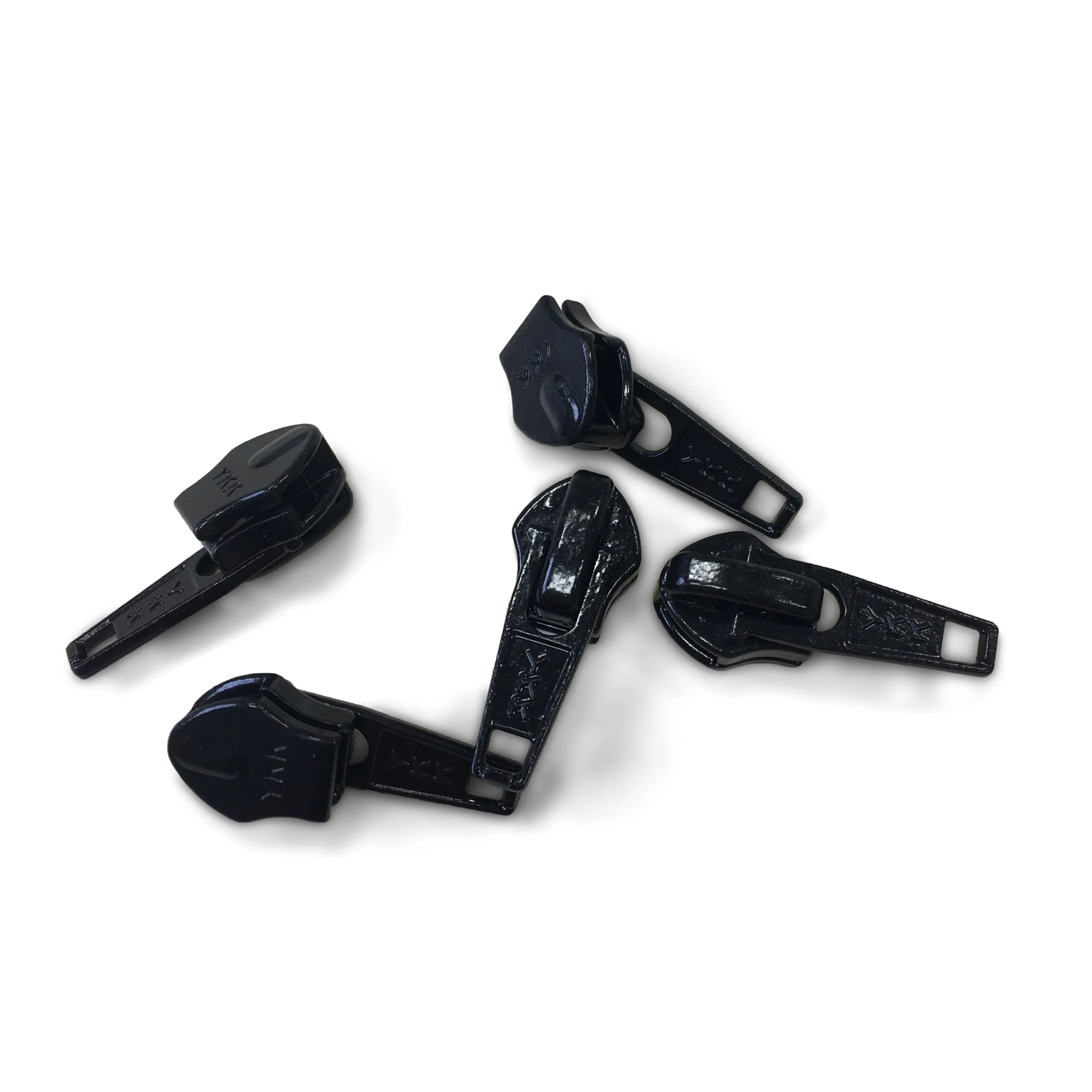 YKK #8C Nylon Coil Short Tab Slider Zipper Pull Black - 5 Pack